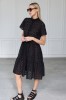 BLACK EMBROIDERED COTTON SHIRT DRESS