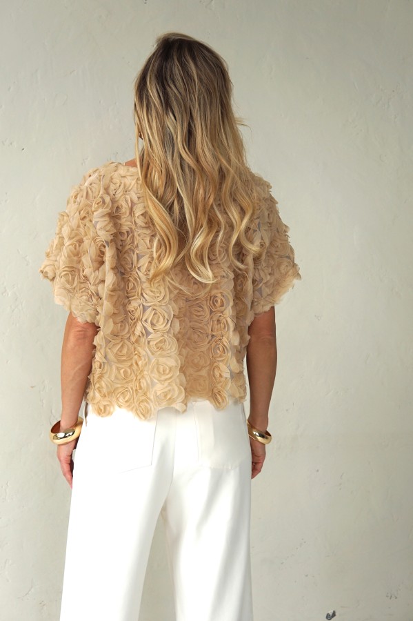 3D EFFECT FLORAL PATTERN BLOUSE