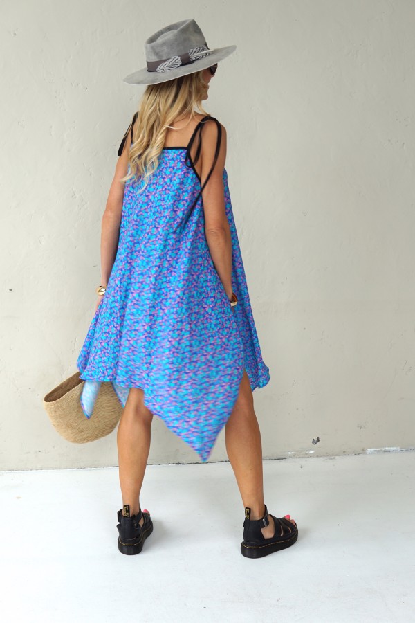 Asymmetrical dress with thin straps