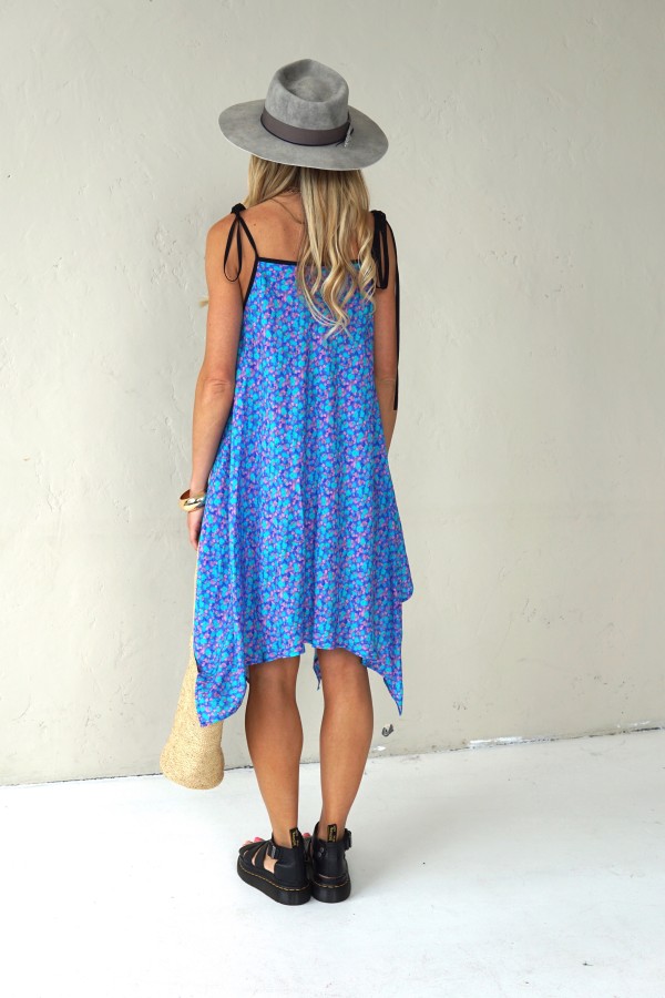 Asymmetrical dress with thin straps
