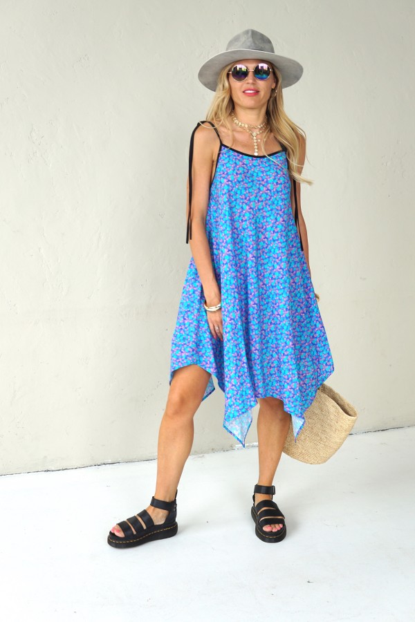 Asymmetrical dress with thin straps