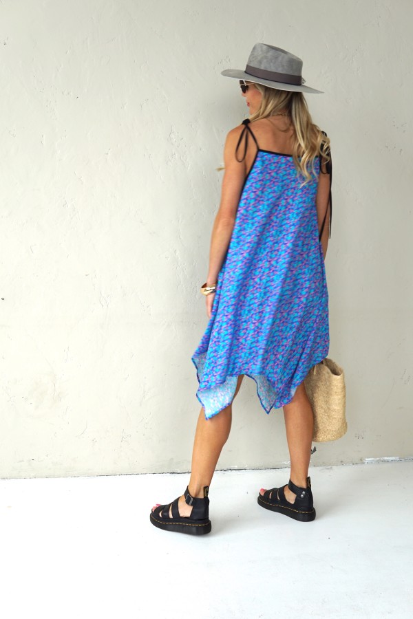 Asymmetrical dress with thin straps