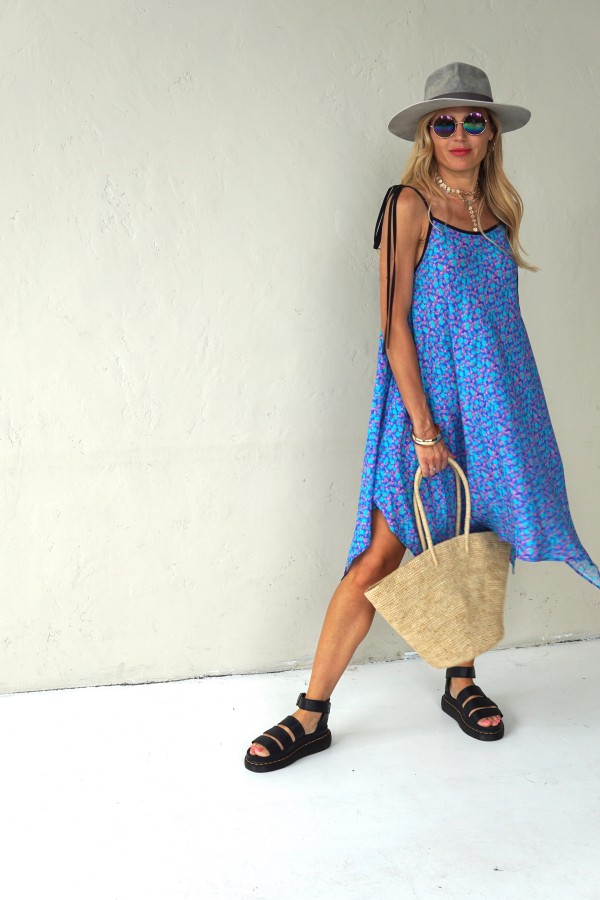 Asymmetrical dress with thin straps