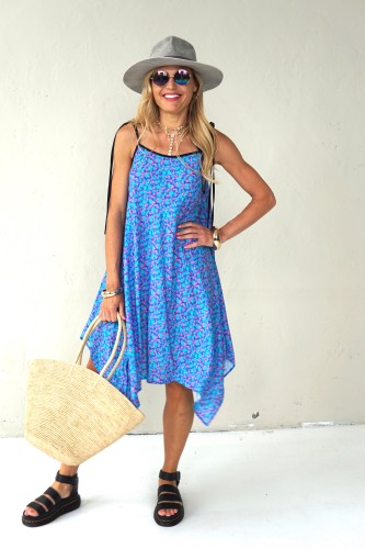 Asymmetrical dress with thin straps
