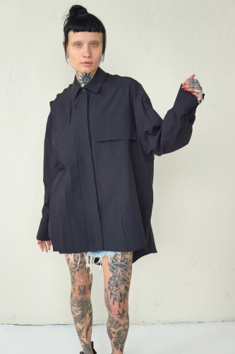 BLACK ASYMMETRICAL SHIRT LONDON