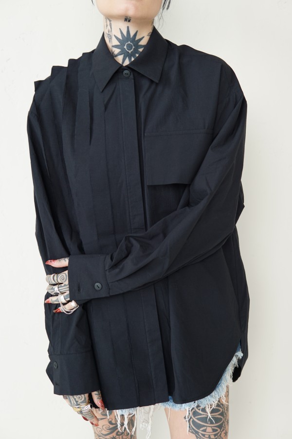 BLACK ASYMMETRICAL SHIRT LONDON