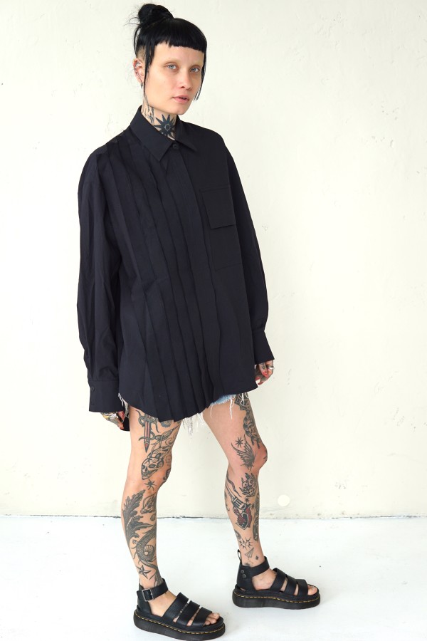 BLACK ASYMMETRICAL SHIRT LONDON