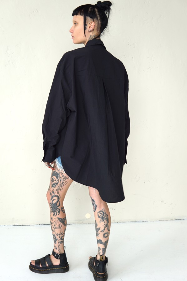 BLACK ASYMMETRICAL SHIRT LONDON