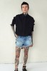 BLACK ASYMMETRICAL SHIRT LONDON