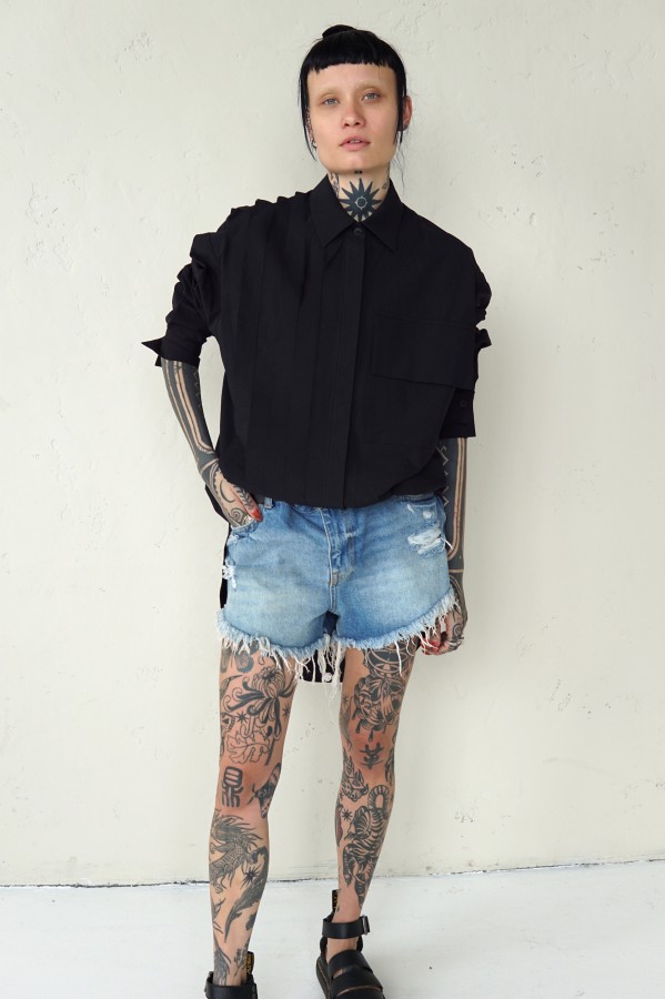 BLACK ASYMMETRICAL SHIRT LONDON