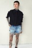 BLACK ASYMMETRICAL SHIRT LONDON