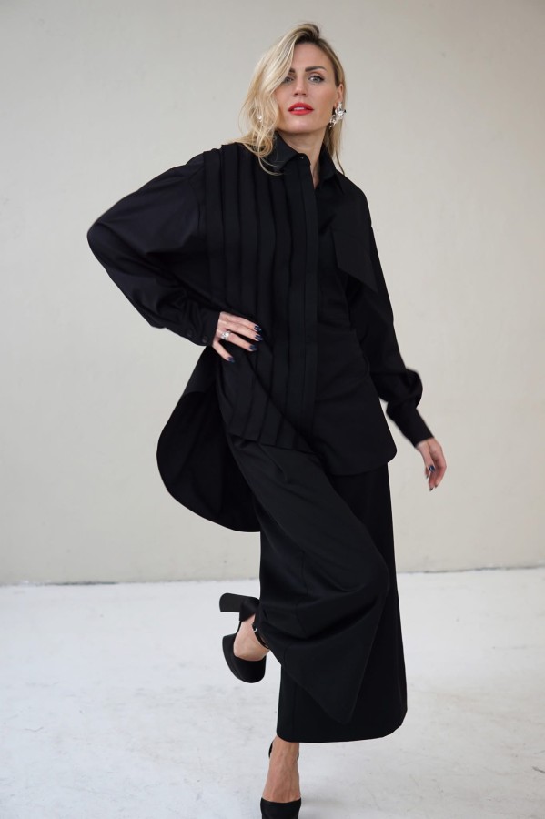 BLACK ASYMMETRICAL SHIRT LONDON