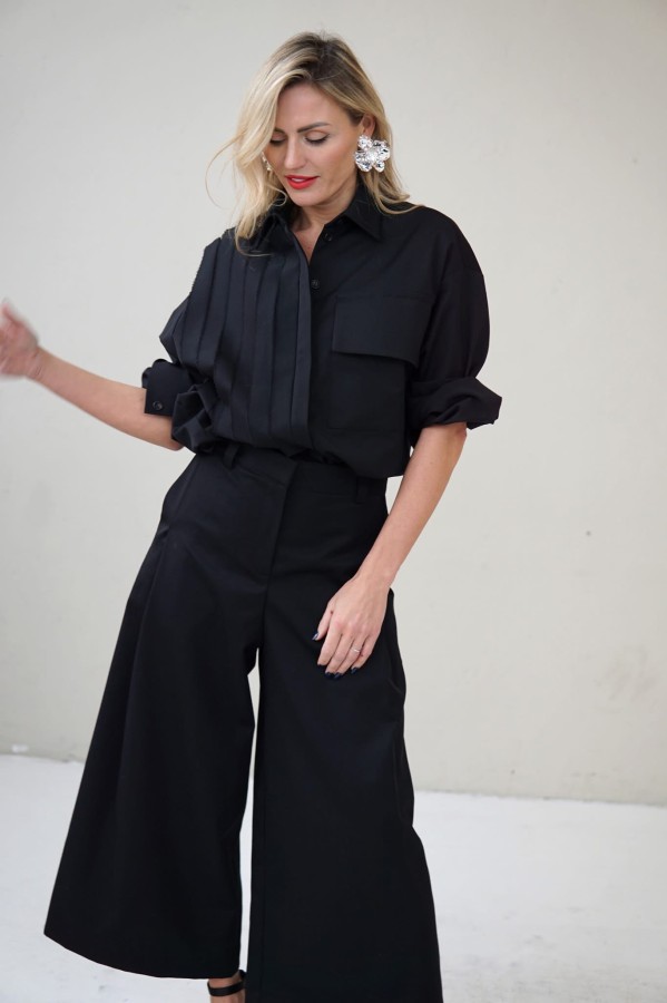BLACK ASYMMETRICAL SHIRT LONDON