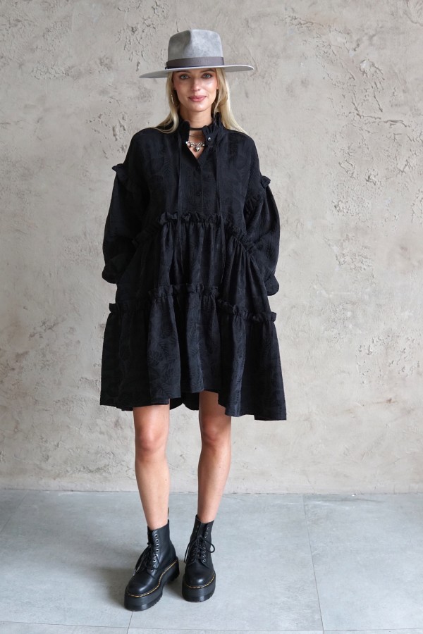 BLACK COTTON DRESS MALAGA