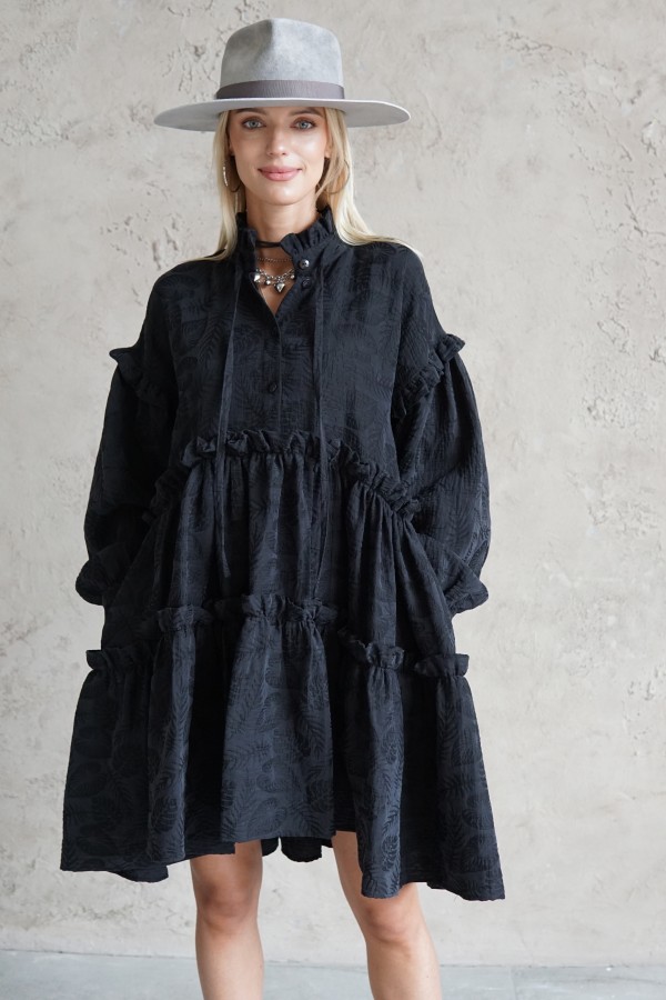 BLACK COTTON DRESS MALAGA