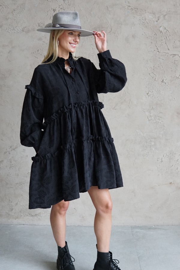 BLACK COTTON DRESS MALAGA