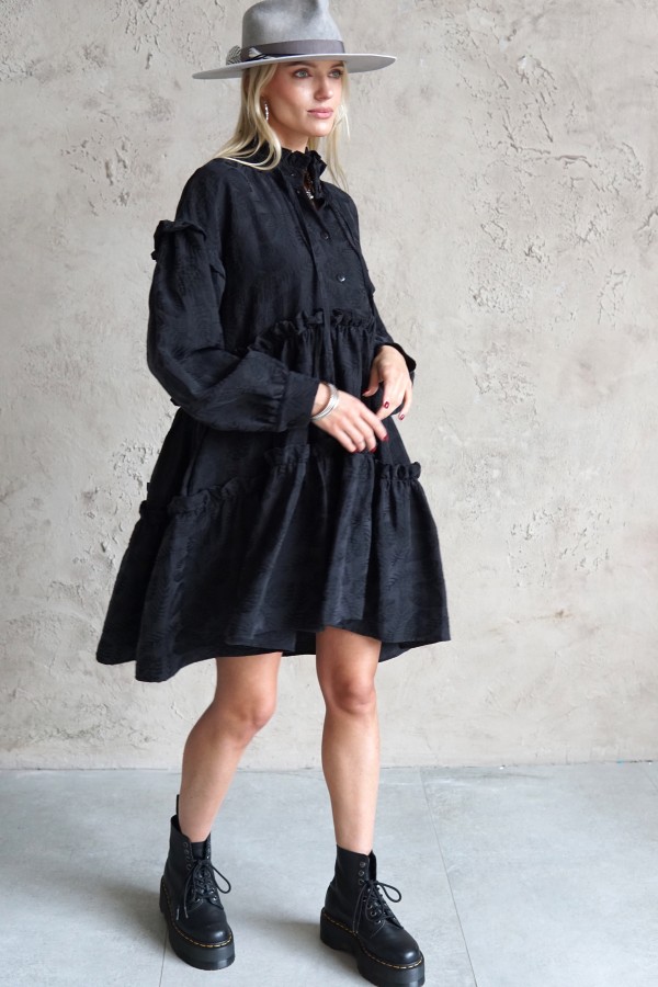 BLACK COTTON DRESS MALAGA