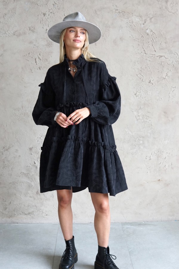 BLACK COTTON DRESS MALAGA