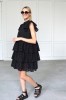 BLACK EMBROIDERED COTTON DRESS MONACO