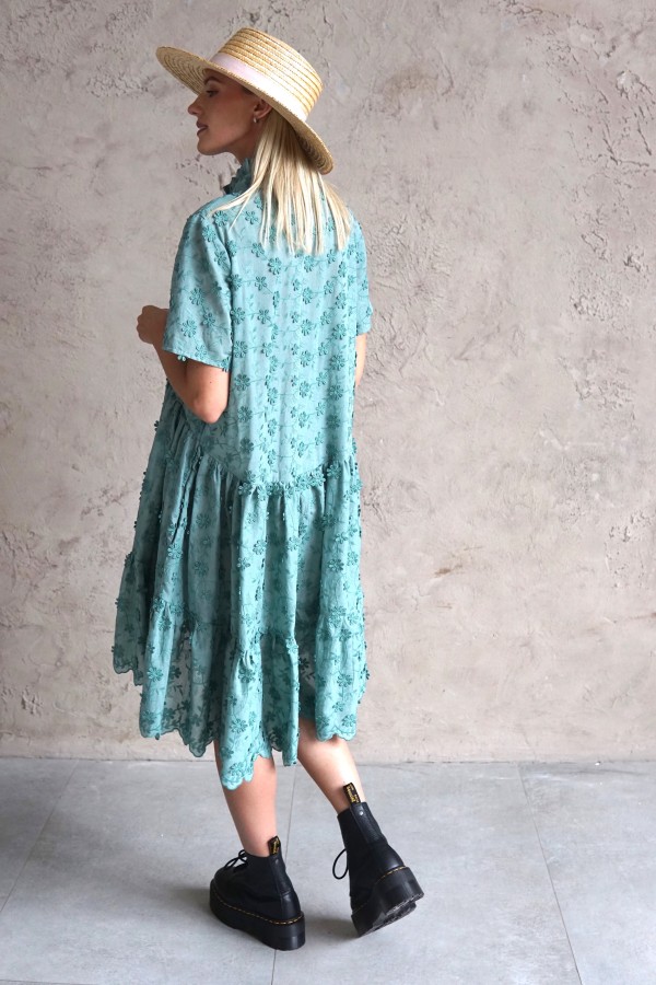 BLUE COTTON SHIRT DRESS 