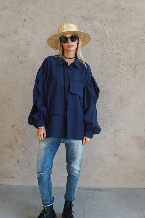 BLUE VISCOSE SHIRT FOR WOMEN 