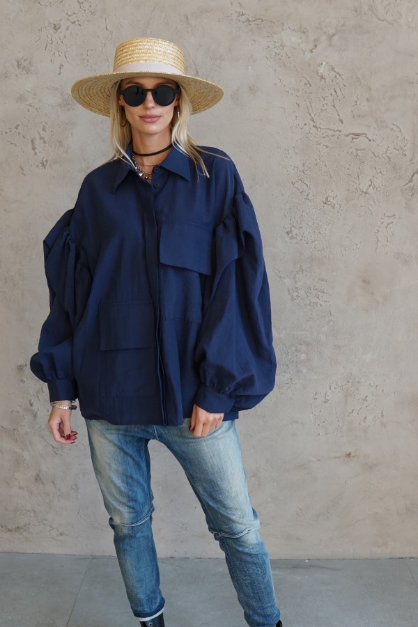 BLUE VISCOSE SHIRT FOR WOMEN 