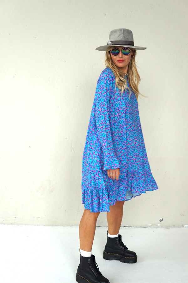 BOHO BLUE DRESS WITH LONG SLEEVES
