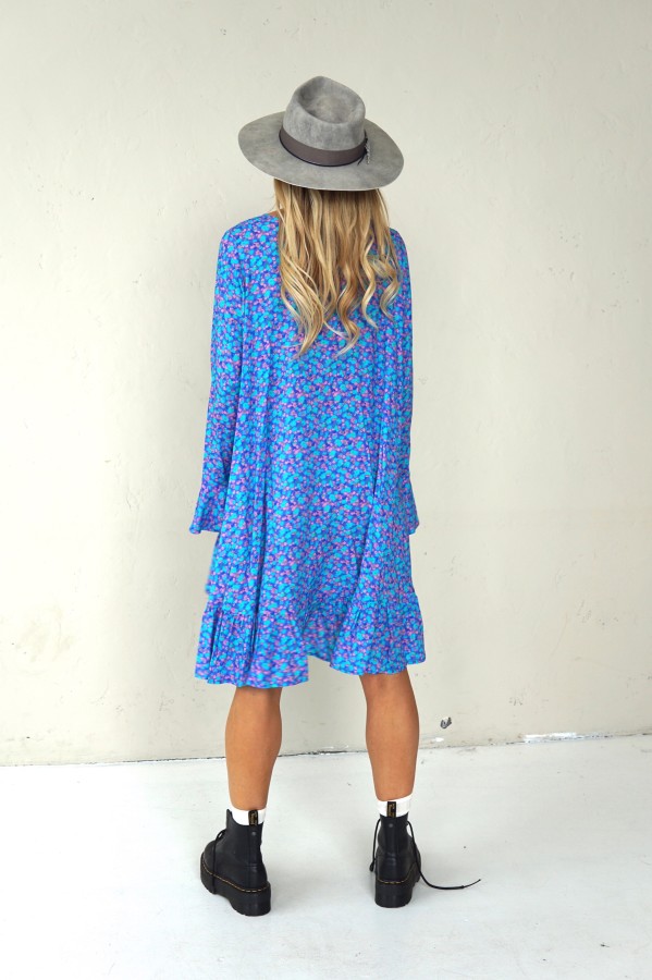 BOHO BLUE DRESS WITH LONG SLEEVES