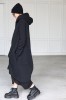 Black fleece long oversized hoodie with zipper