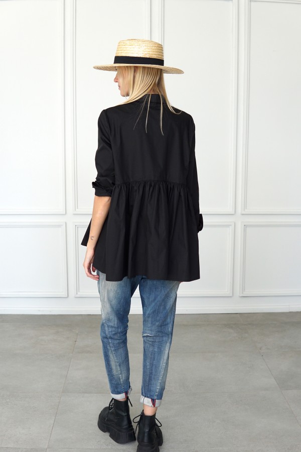 COTTON SHIRT WITH RUFFLE AT THE WAISTLINE
