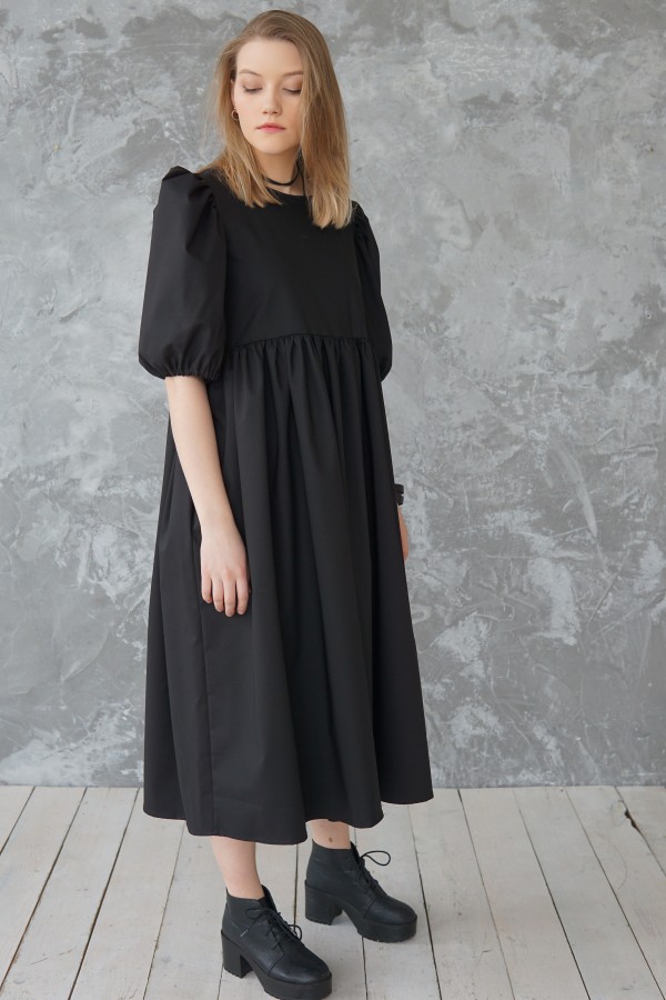 Dress Tallinn, Black ruffle dress, Plus size black dress