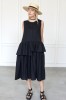 Black oversized linen dress with buttons 