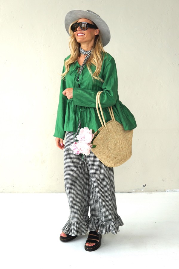 SUMMER COTTON PANTS WITH RUFFLES AT THE BOTTOM