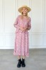 New flowery pink dress with long sleeves