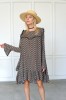 Boho  brown dress with long sleeves