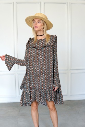 Boho  brown dress with long sleeves