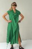 GREEN LONG LINEN DRESS