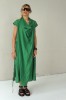 GREEN LONG LINEN DRESS