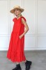 Red embroidered cotton dress