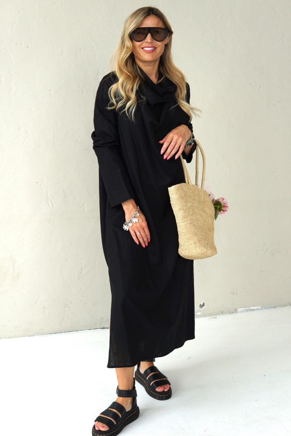 LOOSE SILHOUETTE LONG LINEN DRESS 