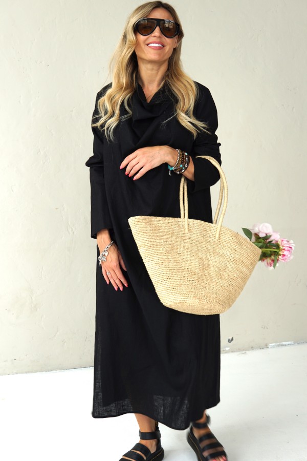 LOOSE SILHOUETTE LONG LINEN DRESS 
