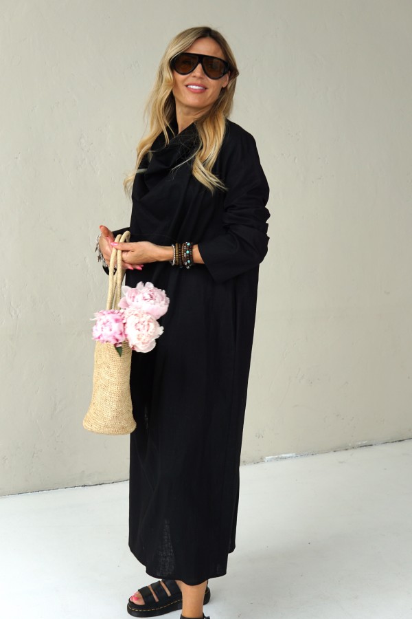 LOOSE SILHOUETTE LONG LINEN DRESS 