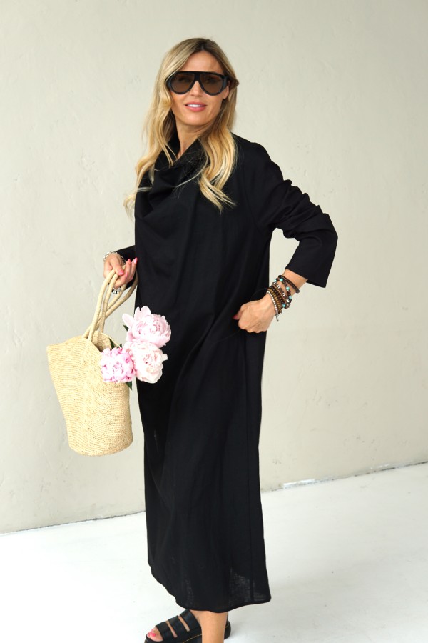 LOOSE SILHOUETTE LONG LINEN DRESS 