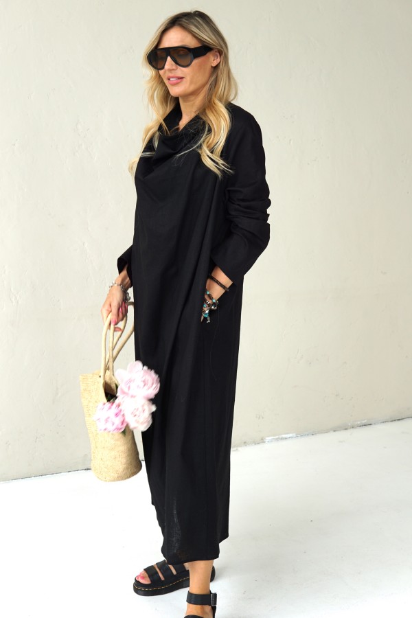 LOOSE SILHOUETTE LONG LINEN DRESS 