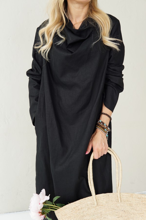 LOOSE SILHOUETTE LONG LINEN DRESS 