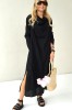 LOOSE SILHOUETTE LONG LINEN DRESS 