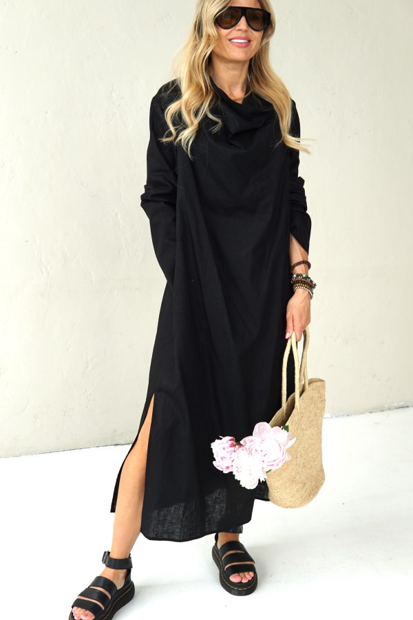 LOOSE SILHOUETTE LONG LINEN DRESS 