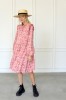 Long sleeves pink floral printed dress 
