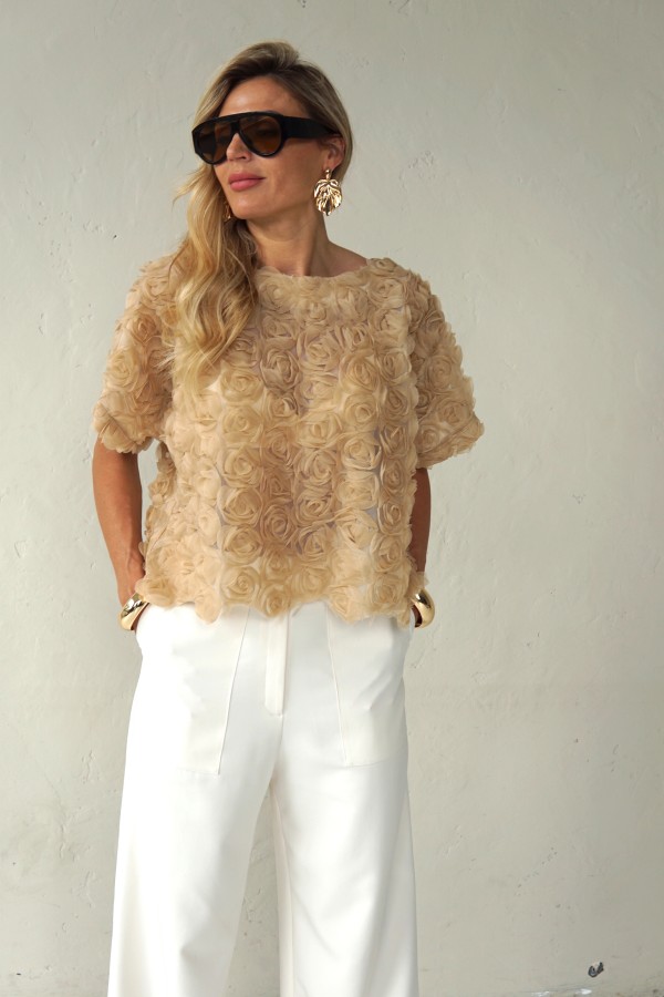3D EFFECT FLORAL PATTERN BLOUSE
