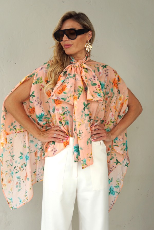 FLORAL BLOUSE WITH RIBBON